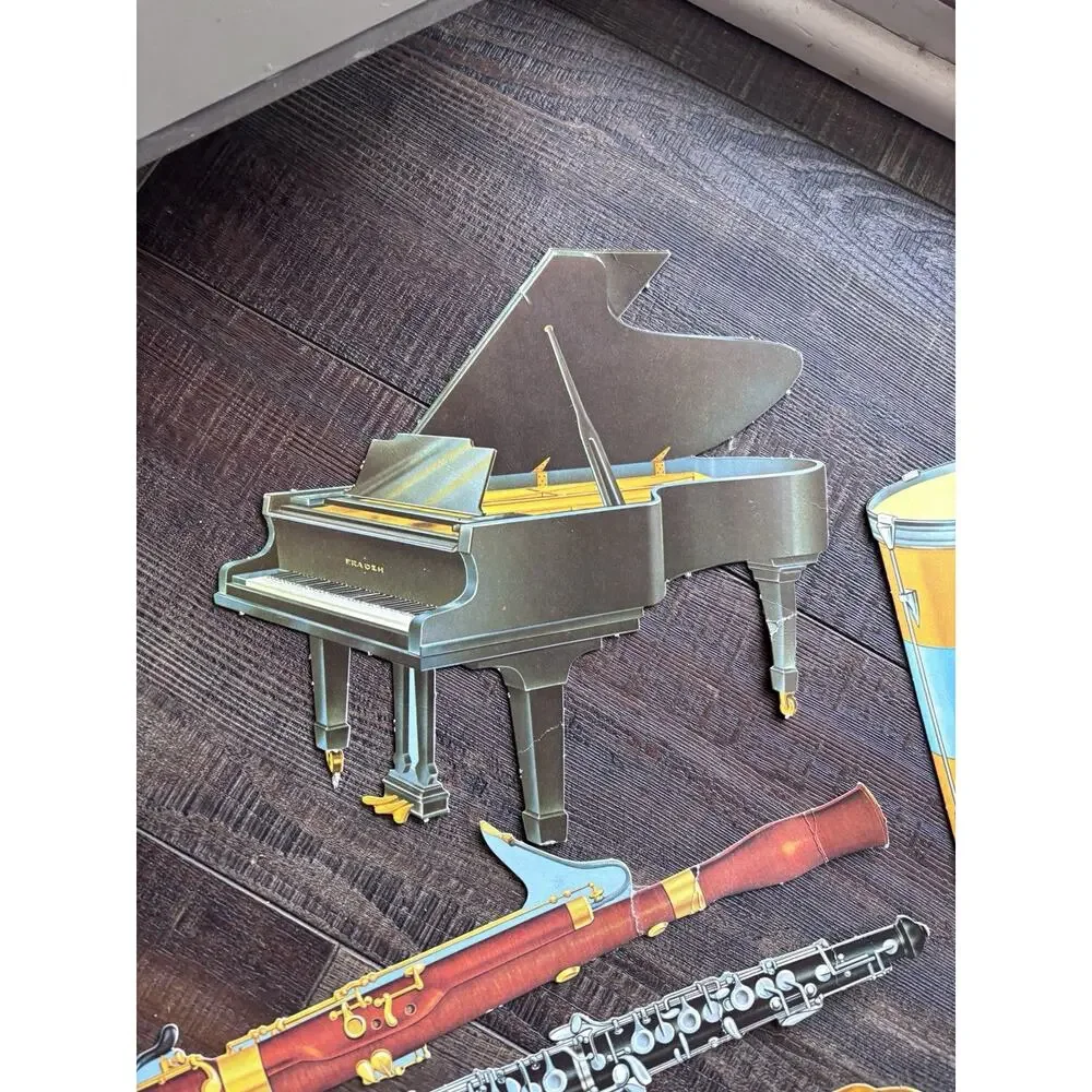 Vintage Musical Instruments Die-cut Cutouts Band Music Cardstock Classroom